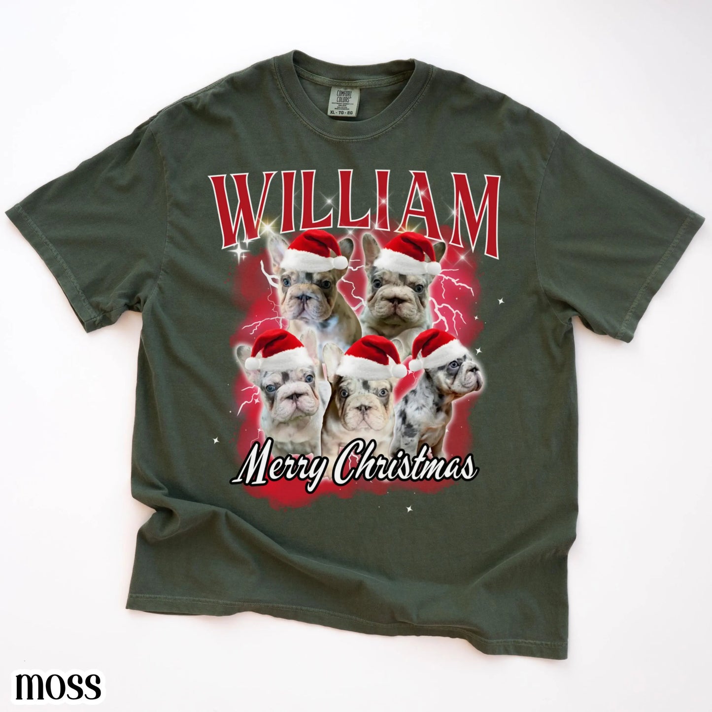 Custom Christmas Pet Photo 90s Bootleg Comfort Colors Tee