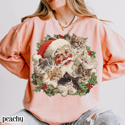 Santa Claus Kittens Comfort Colors Sweatshirt
