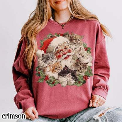 Santa Claus Kittens Comfort Colors Sweatshirt