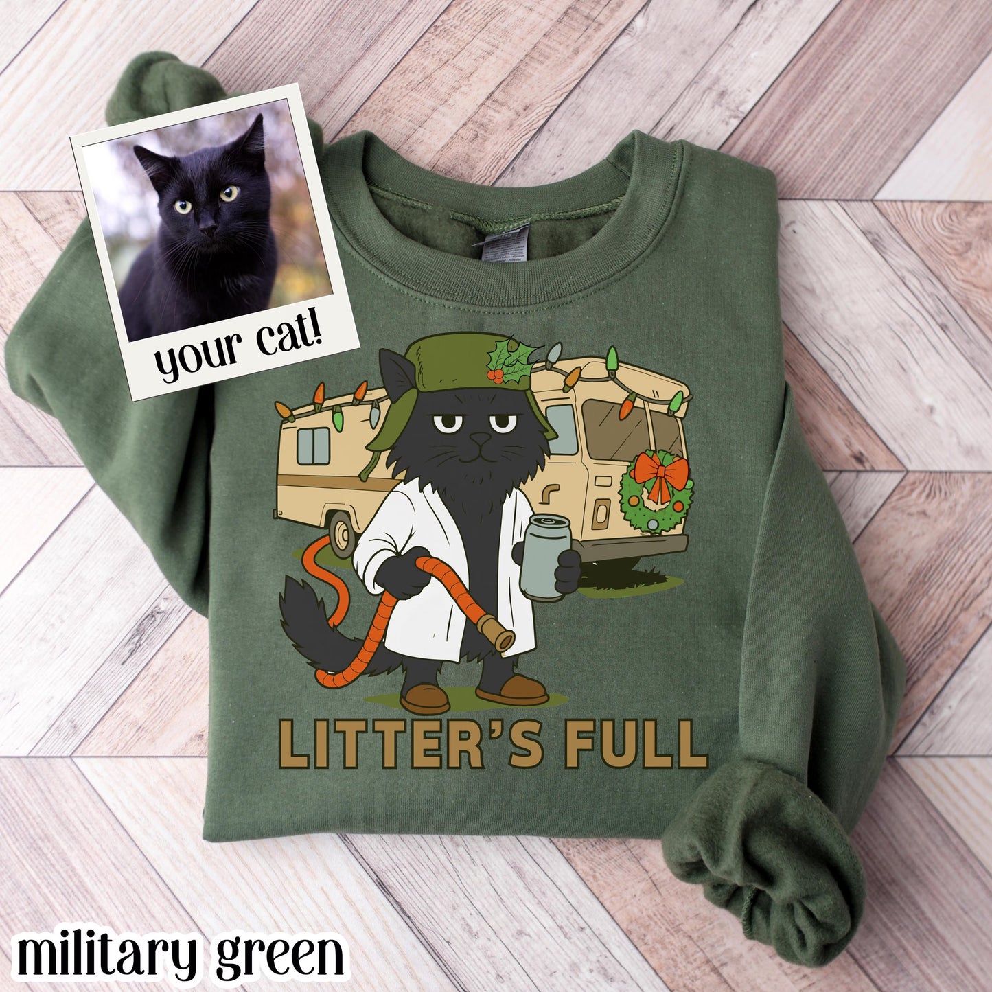 Funny Cat Christmas Vacation "Shitters Full" Sweatshirt
