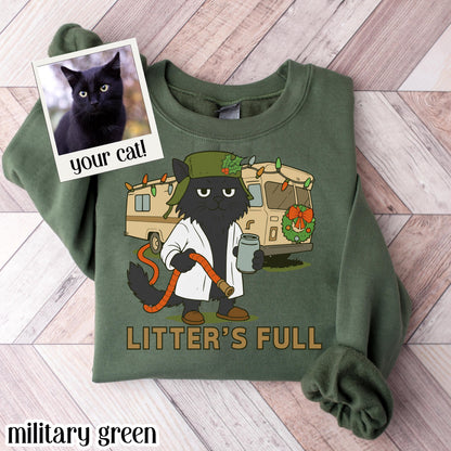 Funny Cat Christmas Vacation "Shitters Full" Sweatshirt