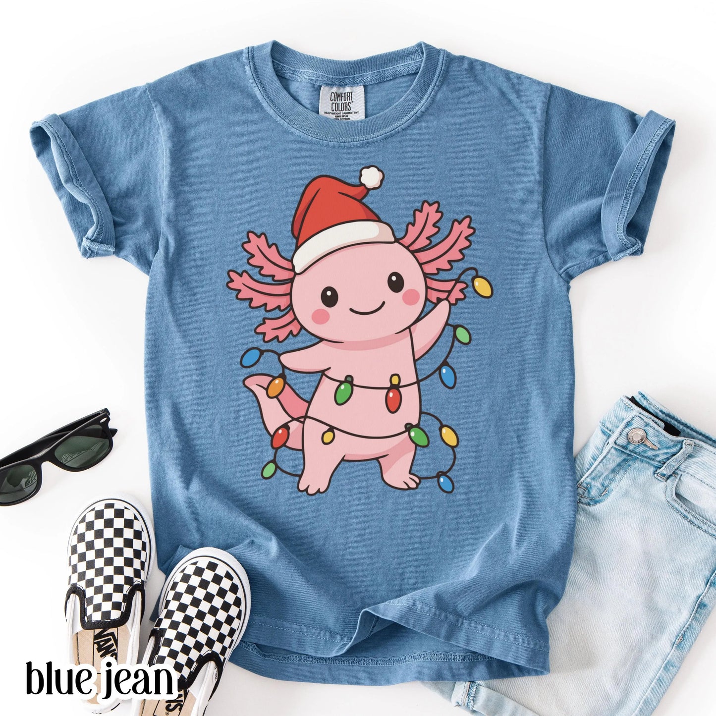 Christmas Axolotl Youth Comfort Colors Tee