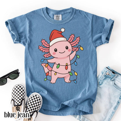 Christmas Axolotl Youth Comfort Colors Tee