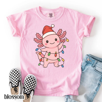 Christmas Axolotl Youth Comfort Colors Tee