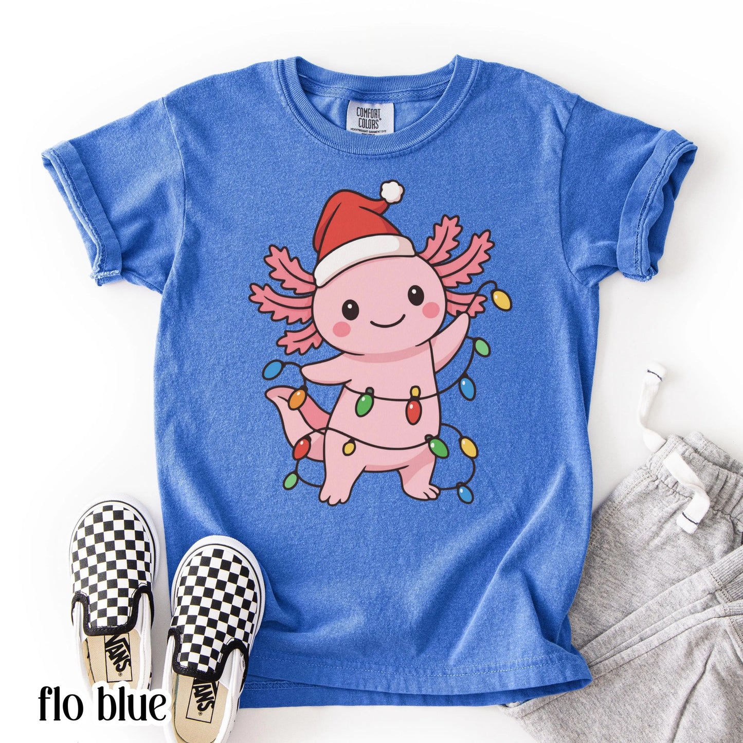 Christmas Axolotl Youth Comfort Colors Tee
