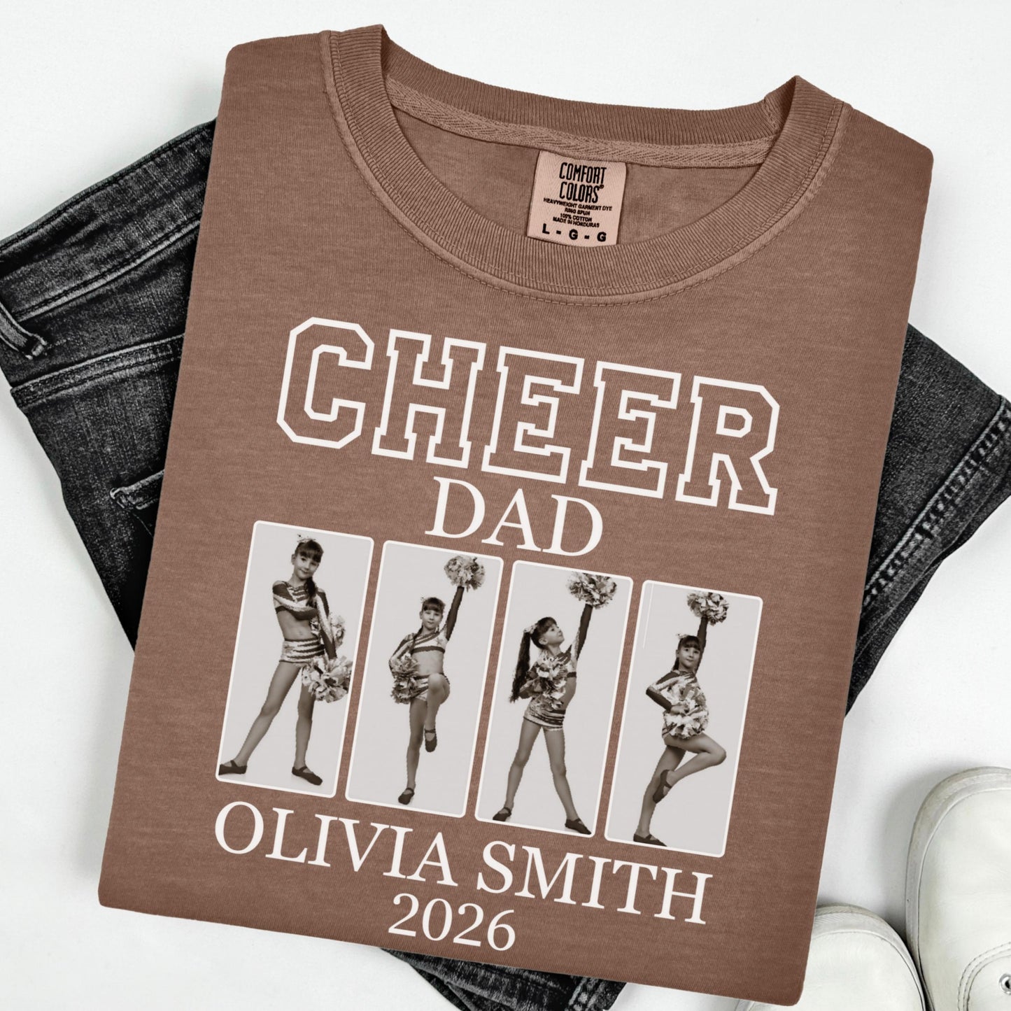 Cheer Dad Comfort Colors Shirt Custom Photo Dad Game Day Tee Father High School Cheerleading Team Shirt Cheerleader Competition for Dad