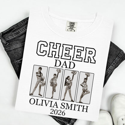 Cheer Dad Comfort Colors Shirt Custom Photo Dad Game Day Tee Father High School Cheerleading Team Shirt Cheerleader Competition for Dad