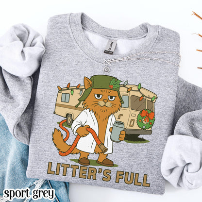 Funny Cat Christmas Vacation "Shitters Full" Sweatshirt