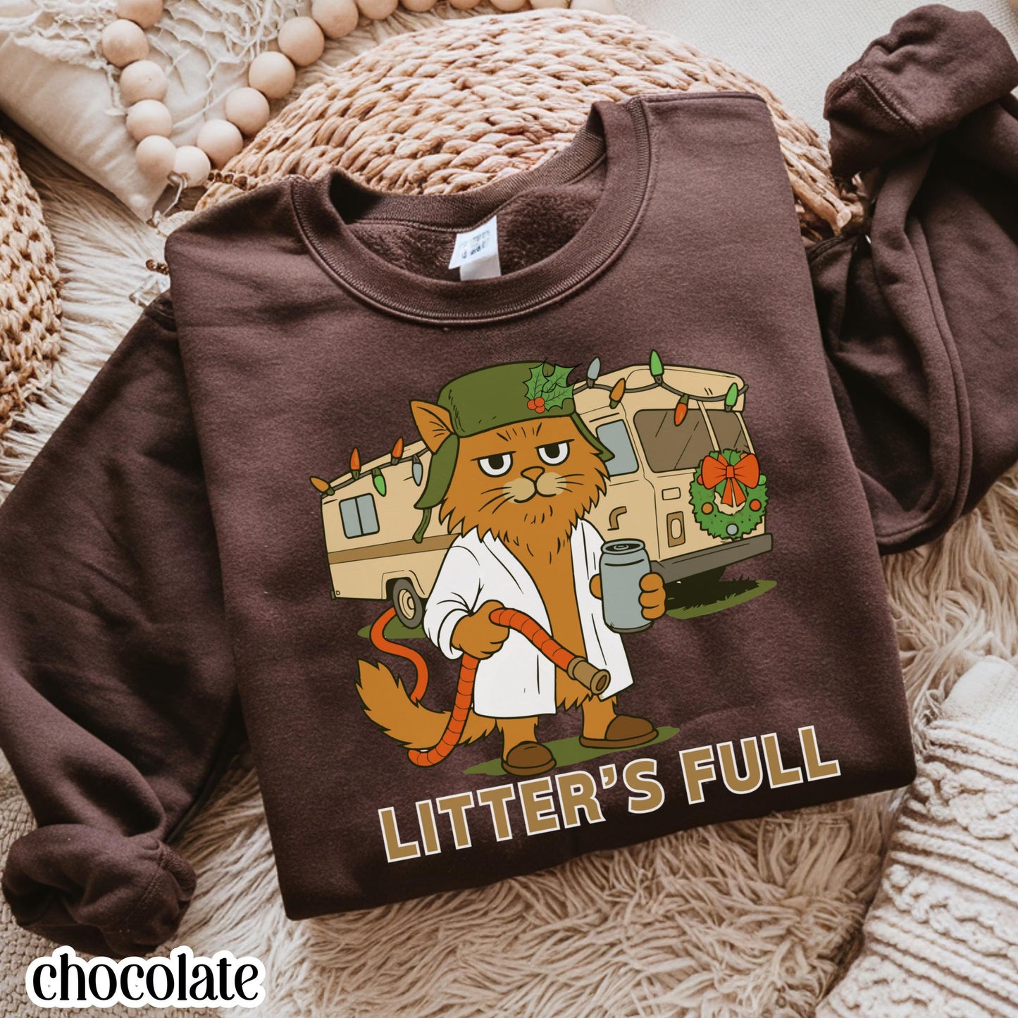 Funny Cat Christmas Vacation "Shitters Full" Sweatshirt