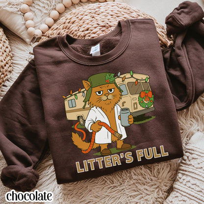 Funny Cat Christmas Vacation "Shitters Full" Sweatshirt