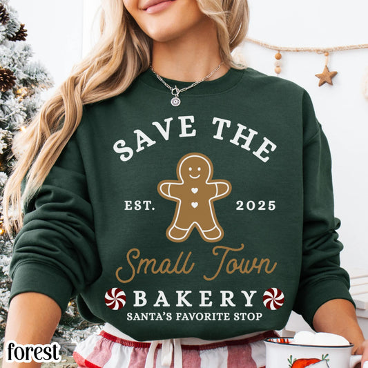 Save The Small Town Bakery Gingerbread Christmas Sweatshirt
