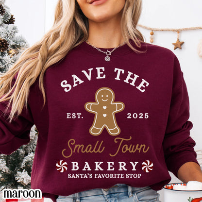 Save The Small Town Bakery Gingerbread Christmas Sweatshirt