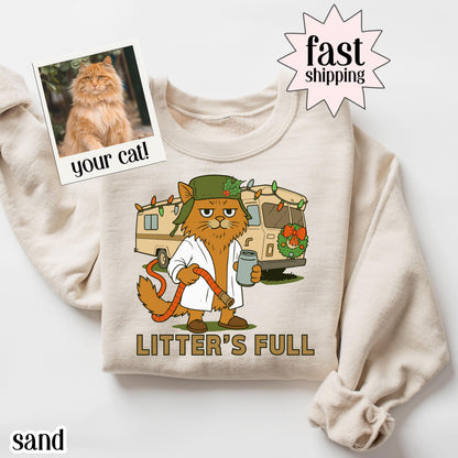 Funny Cat Christmas Vacation "Shitters Full" Sweatshirt