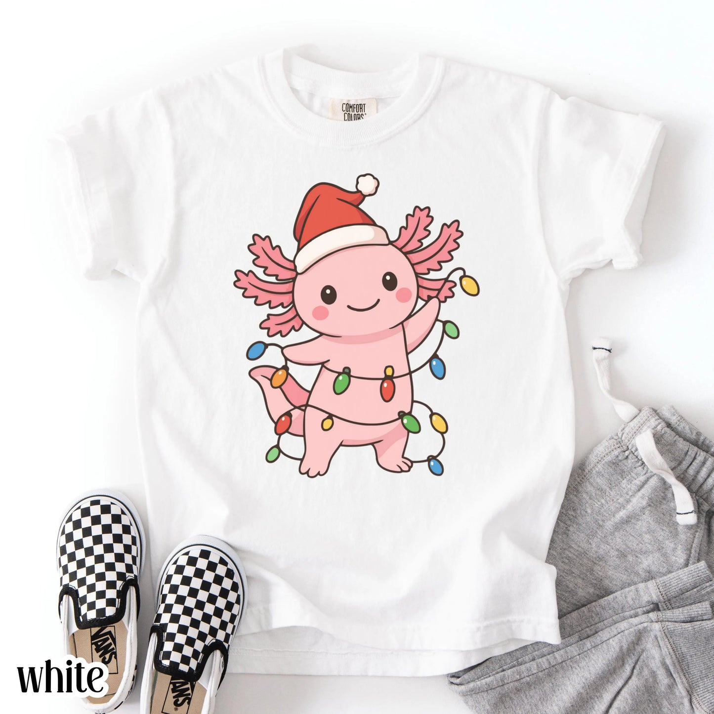 Christmas Axolotl Youth Comfort Colors Tee