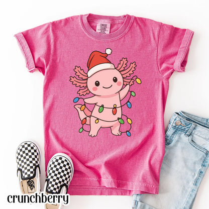 Christmas Axolotl Youth Comfort Colors Tee
