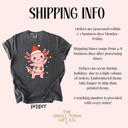 Christmas Axolotl Youth Comfort Colors Tee