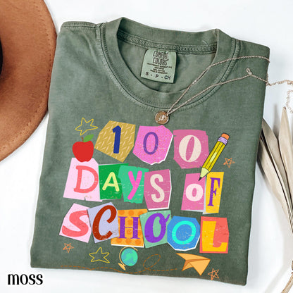 100 Days Of School Comfort Colors Shirt Kindergarten Teacher First Grade TShirt Ransom Girls School T-shirt Youth Toddler 100 Day School Tee