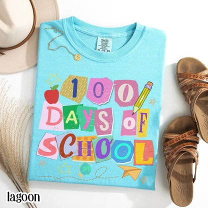 100 Days Of School Comfort Colors Shirt Kindergarten Teacher First Grade TShirt Ransom Girls School T-shirt Youth Toddler 100 Day School Tee