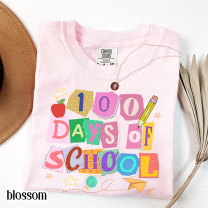 100 Days Of School Comfort Colors Shirt Kindergarten Teacher First Grade TShirt Ransom Girls School T-shirt Youth Toddler 100 Day School Tee