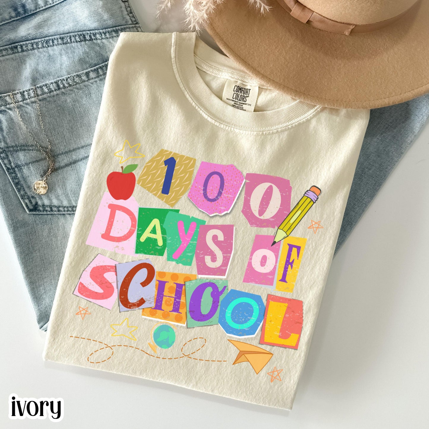 100 Days Of School Comfort Colors Shirt Kindergarten Teacher First Grade TShirt Ransom Girls School T-shirt Youth Toddler 100 Day School Tee