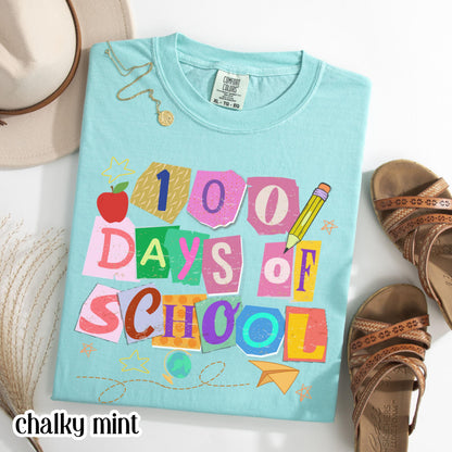 100 Days Of School Comfort Colors Shirt Kindergarten Teacher First Grade TShirt Ransom Girls School T-shirt Youth Toddler 100 Day School Tee