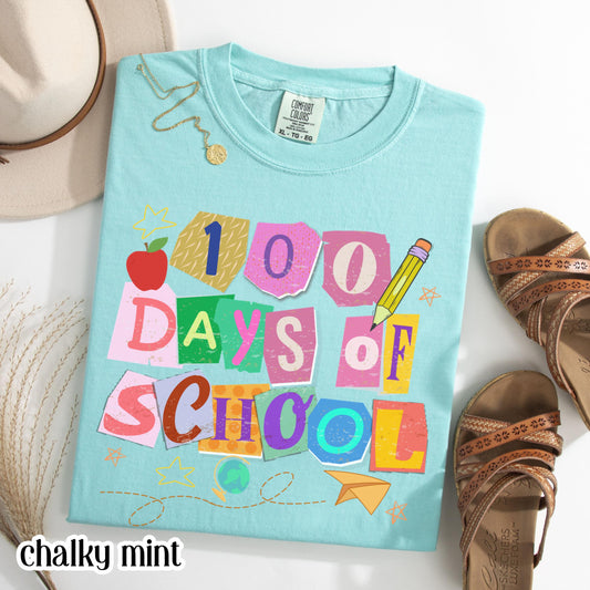 100 Days Of School Comfort Colors Shirt Kindergarten Teacher First Grade TShirt Ransom Girls School T-shirt Youth Toddler 100 Day School Tee