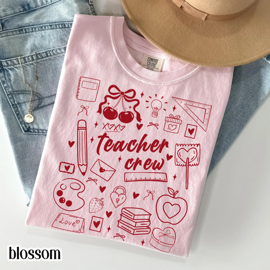 Teacher Valentines Day Comfort Colors Shirt Kindergarten Teacher Crew Vday Tshirt Love Day Tshirt Back to School Shirt Teacher Appreciation
