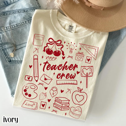 Teacher Valentines Day Comfort Colors Shirt Kindergarten Teacher Crew Vday Tshirt Love Day Tshirt Back to School Shirt Teacher Appreciation