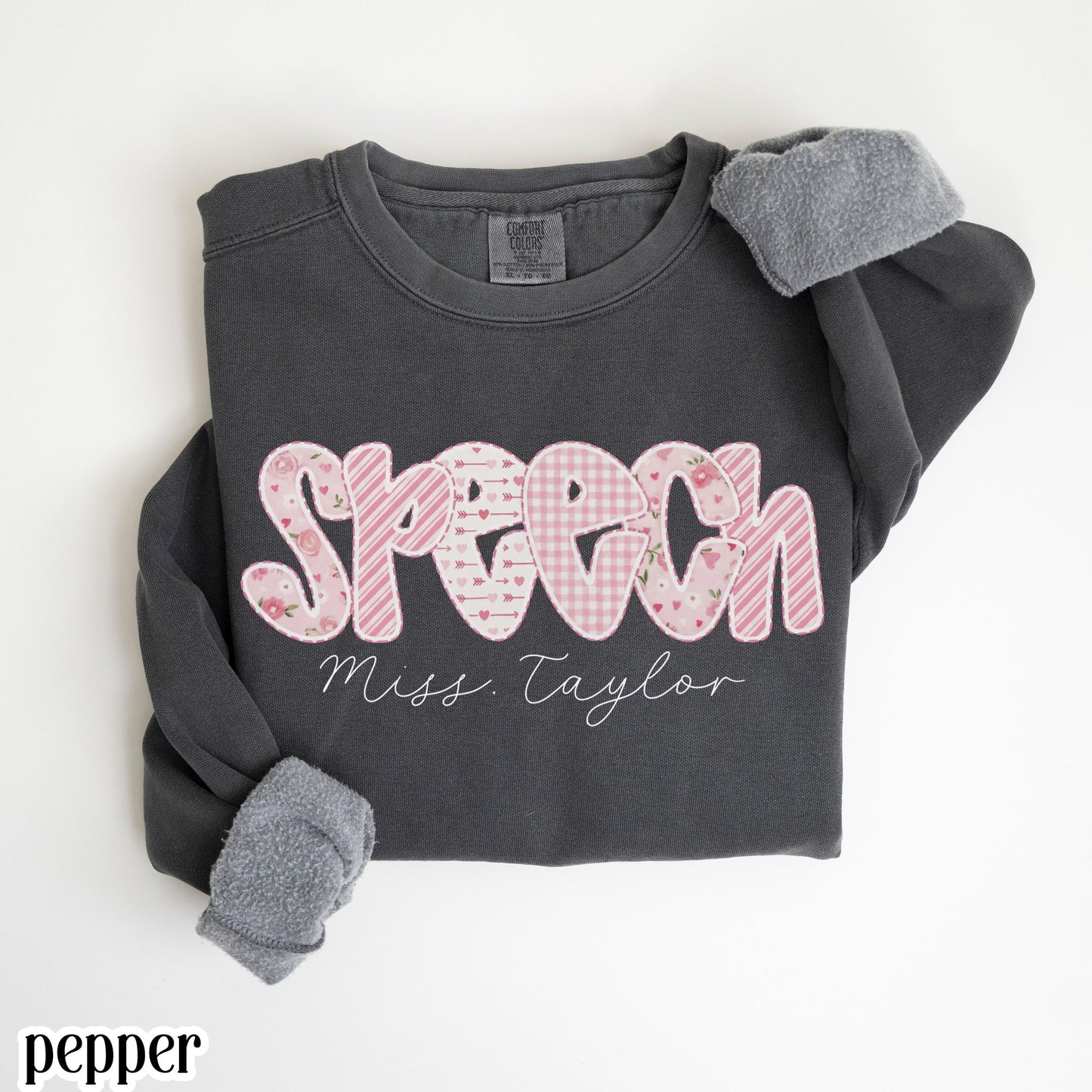 Custom Speech Therapy Valentines Day Comfort Colors Sweatshirt Vday SLP T-Sweater Speech Therapist Pullover Language Pathologist Gift
