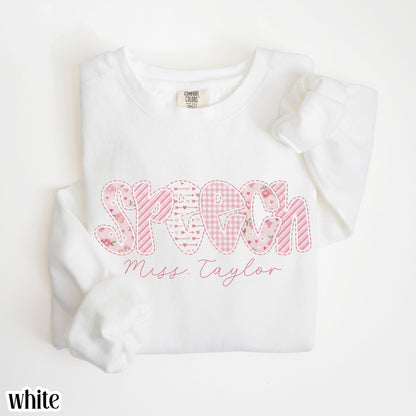 Custom Speech Therapy Valentines Day Comfort Colors Sweatshirt Vday SLP T-Sweater Speech Therapist Pullover Language Pathologist Gift