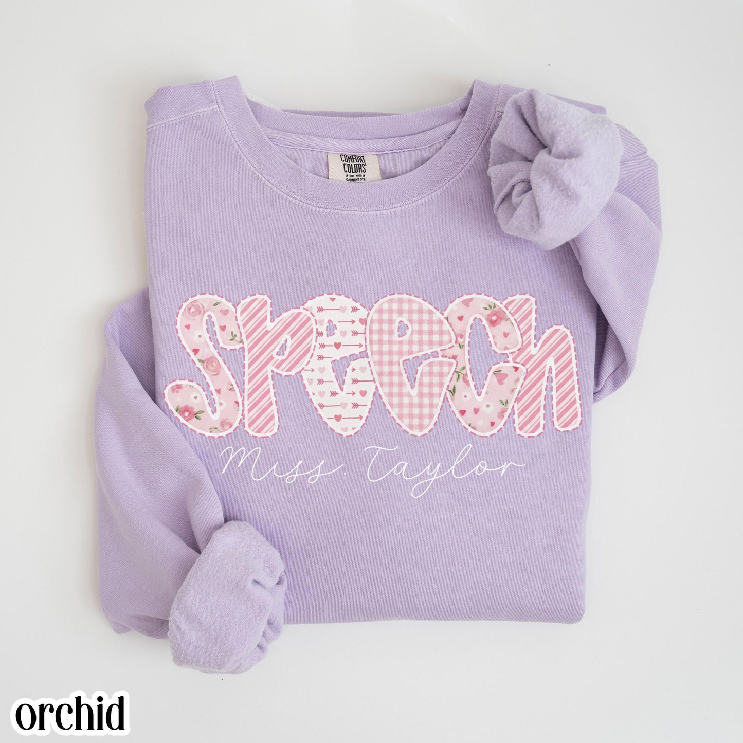 Custom Speech Therapy Valentines Day Comfort Colors Sweatshirt Vday SLP T-Sweater Speech Therapist Pullover Language Pathologist Gift
