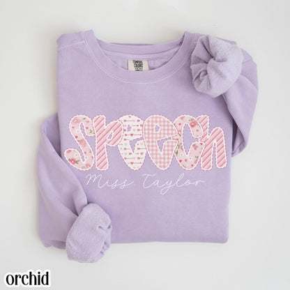 Custom Speech Therapy Valentines Day Comfort Colors Sweatshirt Vday SLP T-Sweater Speech Therapist Pullover Language Pathologist Gift