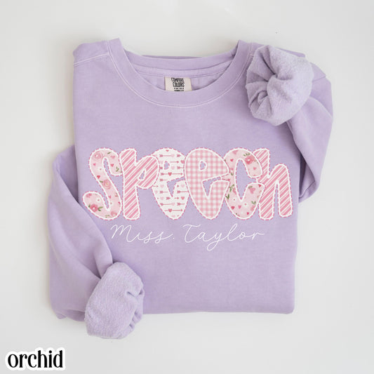 Custom Speech Therapy Valentines Day Comfort Colors Sweatshirt Vday SLP T-Sweater Speech Therapist Pullover Language Pathologist Gift