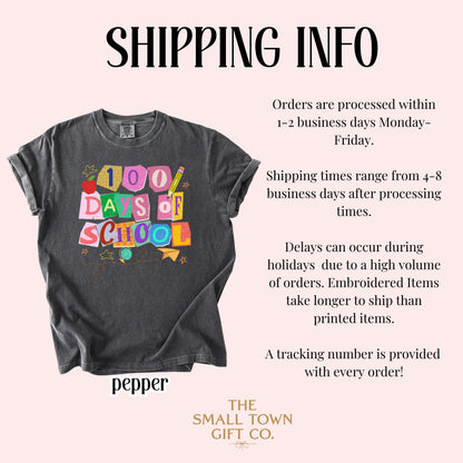 100 Days Of School Comfort Colors Shirt Kindergarten Teacher First Grade TShirt Ransom Girls School T-shirt Youth Toddler 100 Day School Tee