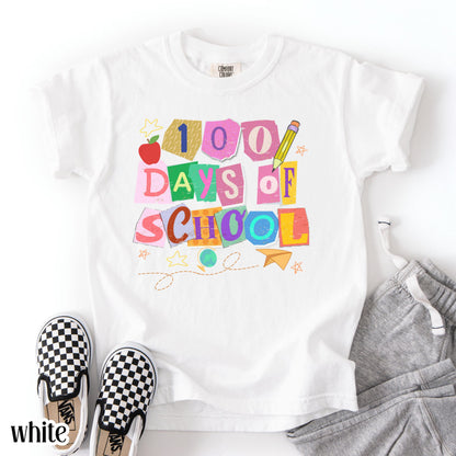 100 Days Of School Comfort Colors Shirt Kindergarten Kids First Grade TShirt Ransom Girls School T-shirt Youth Toddler 100 Day School Tee