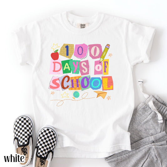 100 Days Of School Comfort Colors Shirt Kindergarten Kids First Grade TShirt Ransom Girls School T-shirt Youth Toddler 100 Day School Tee