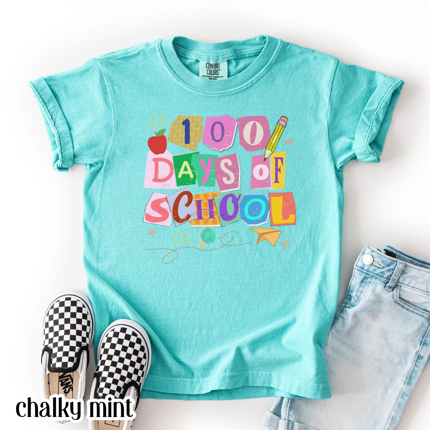 100 Days Of School Comfort Colors Shirt Kindergarten Kids First Grade TShirt Ransom Girls School T-shirt Youth Toddler 100 Day School Tee