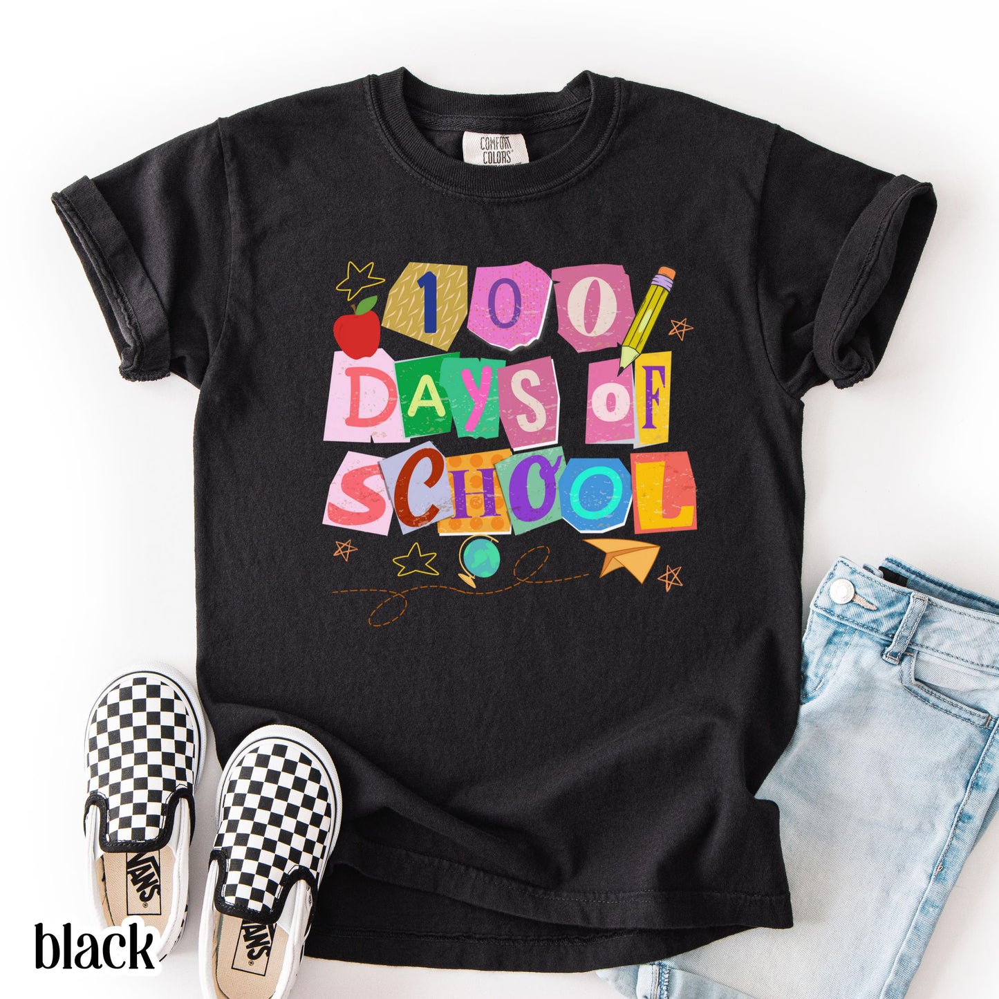 100 Days Of School Comfort Colors Shirt Kindergarten Kids First Grade TShirt Ransom Girls School T-shirt Youth Toddler 100 Day School Tee