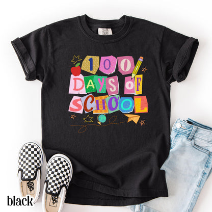 100 Days Of School Comfort Colors Shirt Kindergarten Kids First Grade TShirt Ransom Girls School T-shirt Youth Toddler 100 Day School Tee