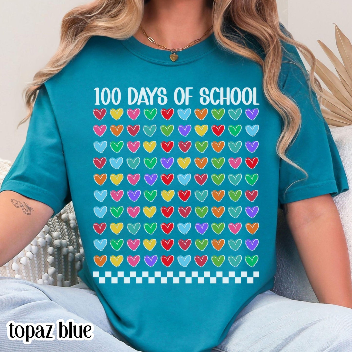 100 Days Of School Comfort Colors Shirt Kindergarten Teacher First Grade TShirt Hearts Girls School T-shirt Youth Toddler 100 Day School Tee