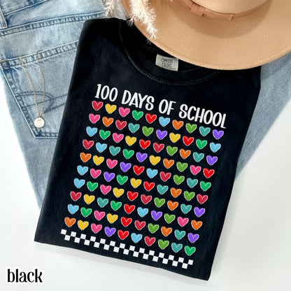 100 Days Of School Comfort Colors Shirt Kindergarten Teacher First Grade TShirt Hearts Girls School T-shirt Youth Toddler 100 Day School Tee