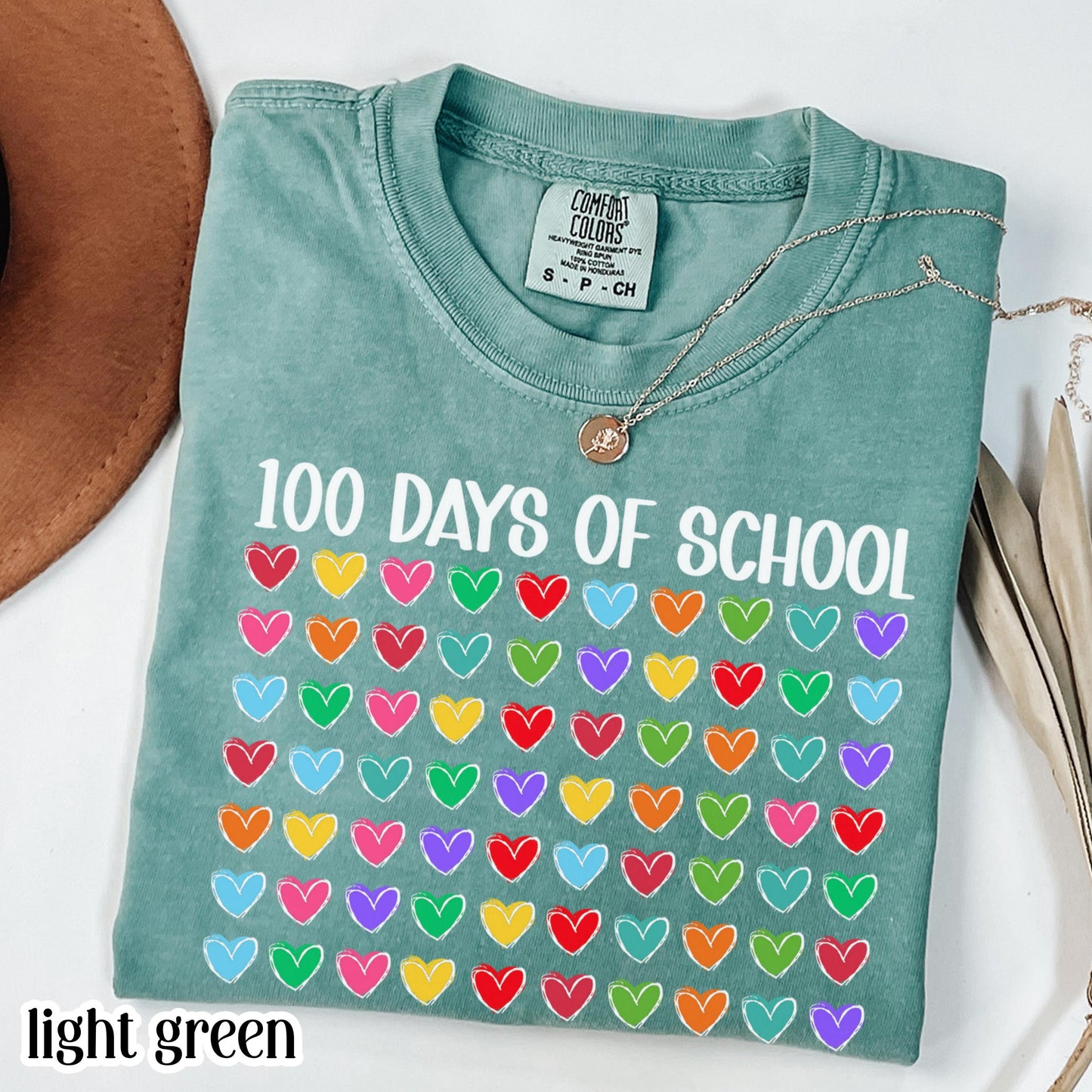 100 Days Of School Comfort Colors Shirt Kindergarten Teacher First Grade TShirt Hearts Girls School T-shirt Youth Toddler 100 Day School Tee
