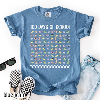 Youth 100 Days Of School Comfort Colors Shirt Axolotl Kindergarten Kids First Grade TShirt Girls School Tshirt Youth 100 Day School Tee Idea