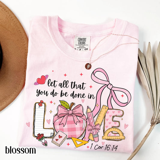 Christian Teacher Valentines Day Comfort Colors Shirt Vday Corinthians Tshirt Kindergarten Teacher Religious Jesus Bible Verse Faith Tee
