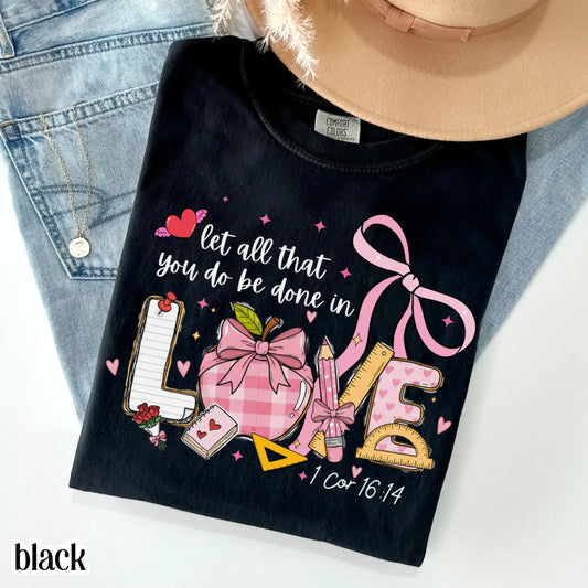 Christian Teacher Valentines Day Comfort Colors Shirt Vday Corinthians Tshirt Kindergarten Teacher Religious Jesus Bible Verse Faith Tee