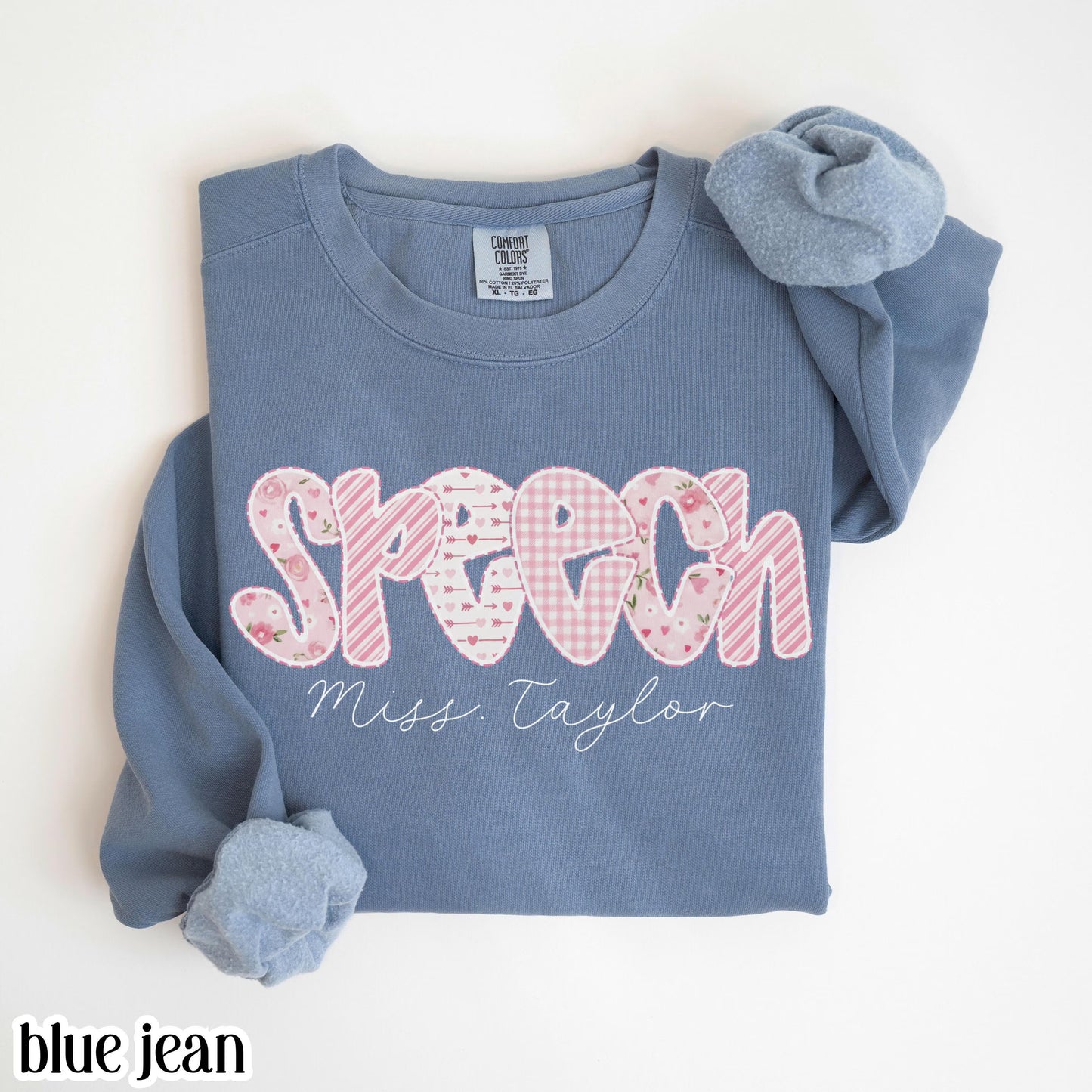 Custom Speech Therapy Valentines Day Comfort Colors Sweatshirt Vday SLP T-Sweater Speech Therapist Pullover Language Pathologist Gift