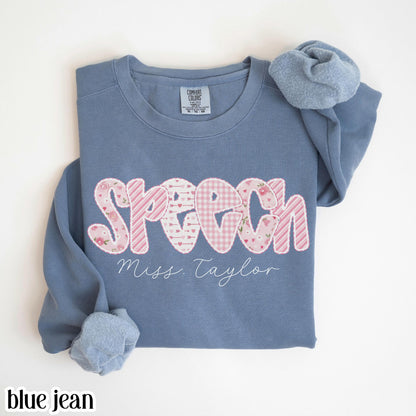 Custom Speech Therapy Valentines Day Comfort Colors Sweatshirt Vday SLP T-Sweater Speech Therapist Pullover Language Pathologist Gift