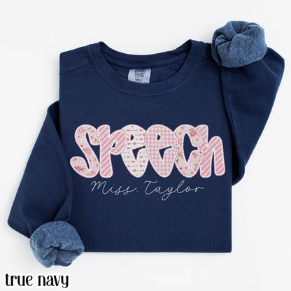 Custom Speech Therapy Valentines Day Comfort Colors Sweatshirt Vday SLP T-Sweater Speech Therapist Pullover Language Pathologist Gift