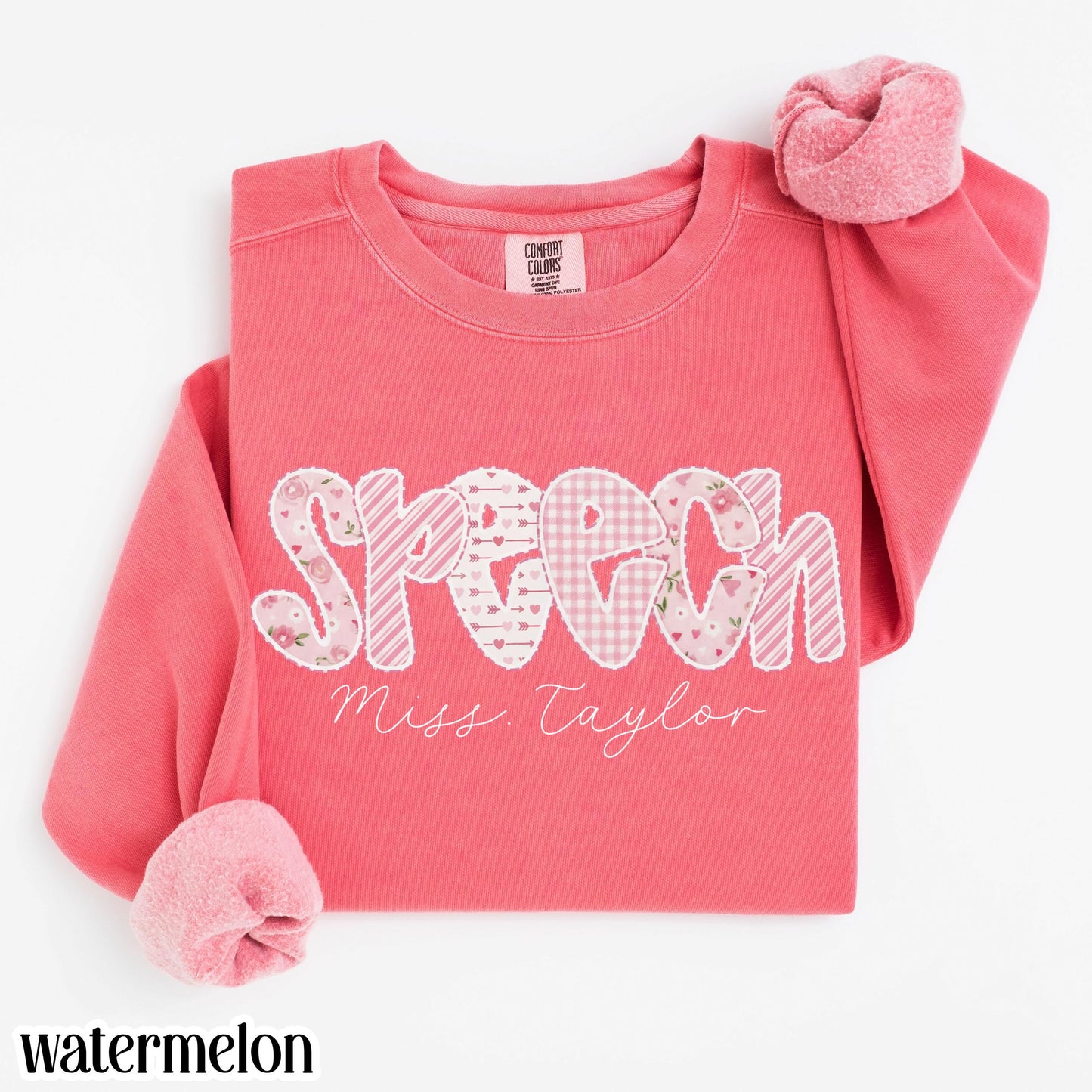 Custom Speech Therapy Valentines Day Comfort Colors Sweatshirt Vday SLP T-Sweater Speech Therapist Pullover Language Pathologist Gift