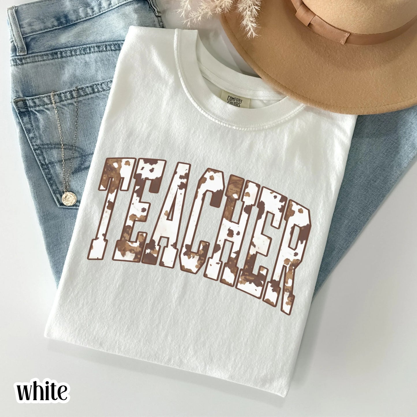 Teacher Comfort Colors Shirt Custom Name Kindergarten Tshirt First Grade Cow Print T-shirt Teacher Appreciation Back To School Tee Educator